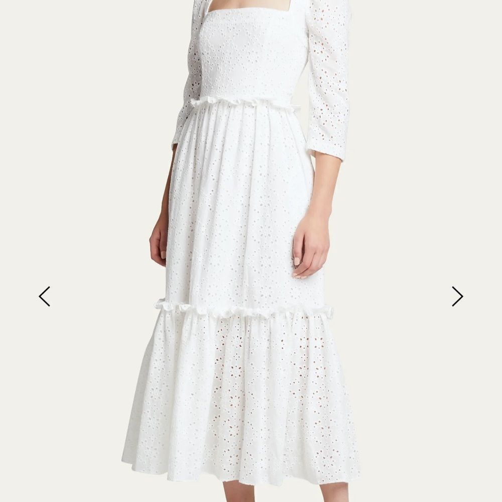 Bergdorf Goodman "Cara Cara" Blue Hill Embroidered Midi Dress Size 6‎ - Picture 2 of 6